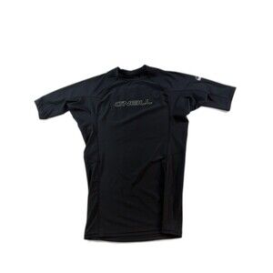 O'Neill Rash Guard Shirt Mens Large Black Short Sleeve UV 50+ Stretch Swim Shirt